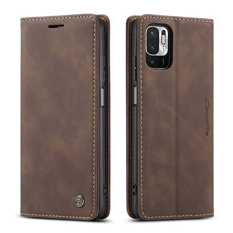 Custodia Portafoglio In Pelle Cover con Supporto C01S per Xiaomi Redmi Note 10 5G Marrone