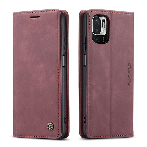 Custodia Portafoglio In Pelle Cover con Supporto C01S per Xiaomi Redmi Note 10 5G Rosso Rosa