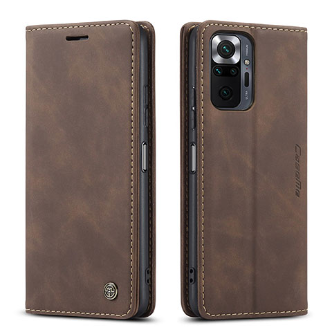 Custodia Portafoglio In Pelle Cover con Supporto C01S per Xiaomi Redmi Note 10 Pro 4G Marrone