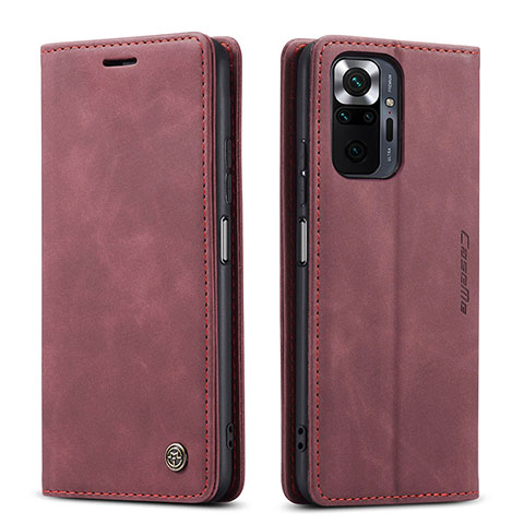 Custodia Portafoglio In Pelle Cover con Supporto C01S per Xiaomi Redmi Note 10 Pro 4G Rosso Rosa