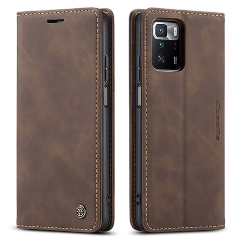 Custodia Portafoglio In Pelle Cover con Supporto C01S per Xiaomi Redmi Note 10 Pro 5G Marrone