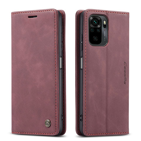 Custodia Portafoglio In Pelle Cover con Supporto C01S per Xiaomi Redmi Note 10S 4G Rosso Rosa