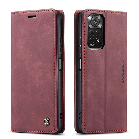 Custodia Portafoglio In Pelle Cover con Supporto C01S per Xiaomi Redmi Note 11 4G (2022) Rosso Rosa