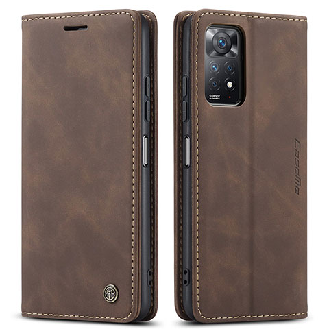 Custodia Portafoglio In Pelle Cover con Supporto C01S per Xiaomi Redmi Note 11 Pro 5G Marrone