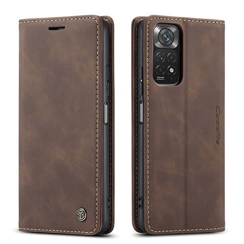 Custodia Portafoglio In Pelle Cover con Supporto C01S per Xiaomi Redmi Note 11S 4G Marrone