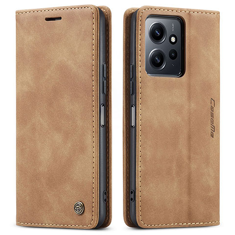 Custodia Portafoglio In Pelle Cover con Supporto C01S per Xiaomi Redmi Note 12 4G Marrone Chiaro