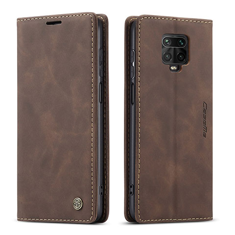 Custodia Portafoglio In Pelle Cover con Supporto C01S per Xiaomi Redmi Note 9 Pro Max Marrone