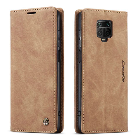 Custodia Portafoglio In Pelle Cover con Supporto C01S per Xiaomi Redmi Note 9 Pro Max Marrone Chiaro