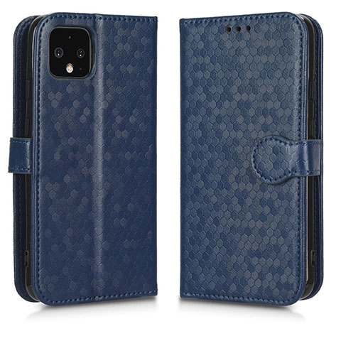 Custodia Portafoglio In Pelle Cover con Supporto C01X per Google Pixel 4 Blu