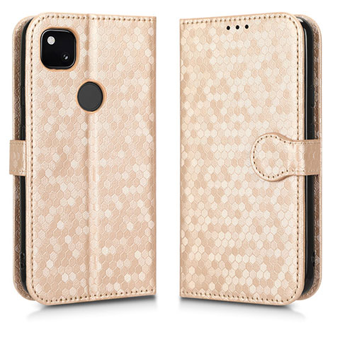 Custodia Portafoglio In Pelle Cover con Supporto C01X per Google Pixel 4a Oro