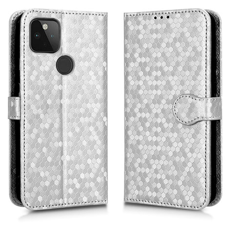 Custodia Portafoglio In Pelle Cover con Supporto C01X per Google Pixel 5a 5G Argento