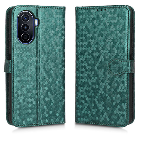 Custodia Portafoglio In Pelle Cover con Supporto C01X per Huawei Enjoy 50 Verde