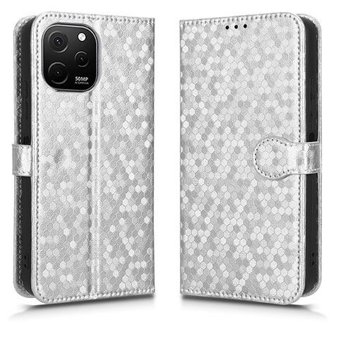 Custodia Portafoglio In Pelle Cover con Supporto C01X per Huawei Enjoy 50z Argento