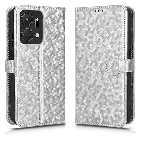 Custodia Portafoglio In Pelle Cover con Supporto C01X per Huawei Honor X7a Argento