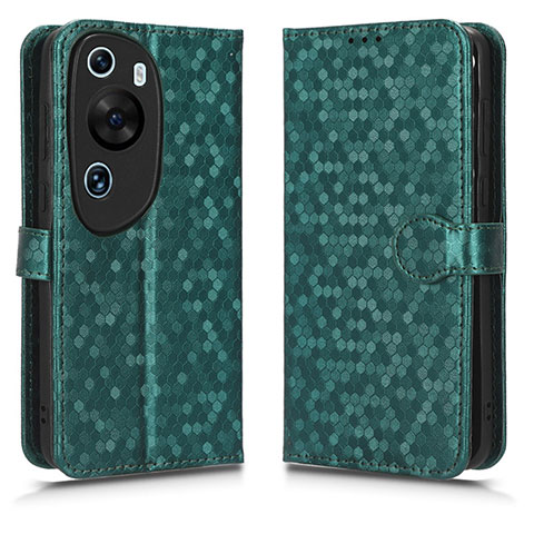 Custodia Portafoglio In Pelle Cover con Supporto C01X per Huawei P60 Art Verde