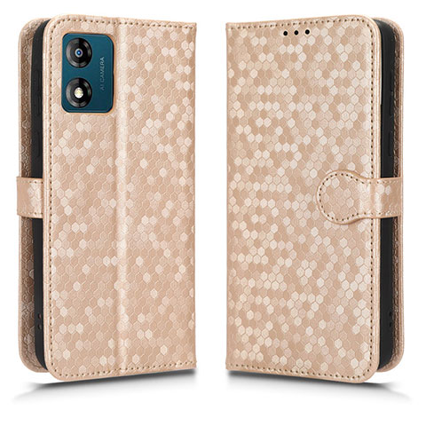 Custodia Portafoglio In Pelle Cover con Supporto C01X per Motorola Moto E13 Oro