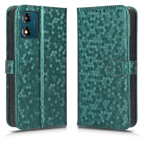 Custodia Portafoglio In Pelle Cover con Supporto C01X per Motorola Moto E13 Verde