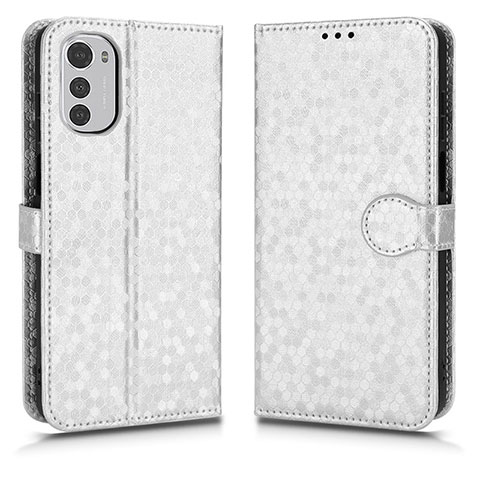 Custodia Portafoglio In Pelle Cover con Supporto C01X per Motorola Moto E32 Argento