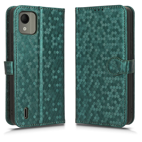 Custodia Portafoglio In Pelle Cover con Supporto C01X per Nokia C110 Verde