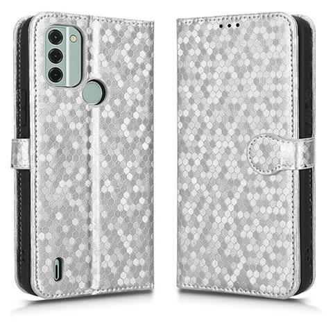 Custodia Portafoglio In Pelle Cover con Supporto C01X per Nokia C31 Argento