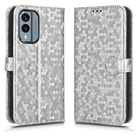 Custodia Portafoglio In Pelle Cover con Supporto C01X per Nokia X30 5G Argento