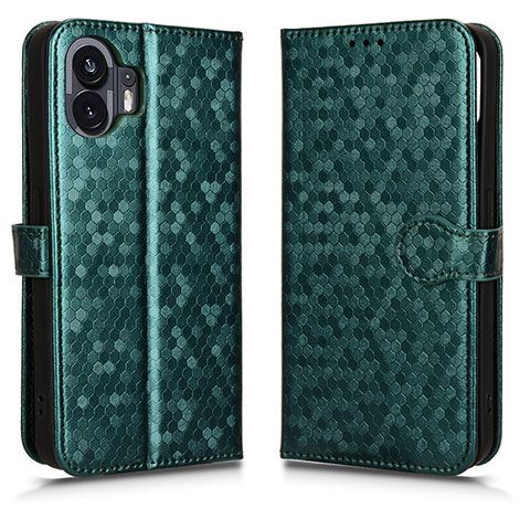 Custodia Portafoglio In Pelle Cover con Supporto C01X per Nothing Phone 2 Verde