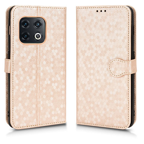 Custodia Portafoglio In Pelle Cover con Supporto C01X per OnePlus 10 Pro 5G Oro