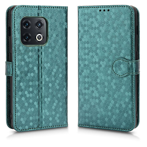 Custodia Portafoglio In Pelle Cover con Supporto C01X per OnePlus 10 Pro 5G Verde