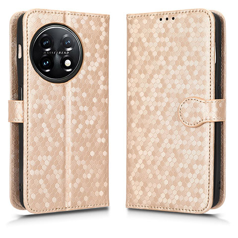 Custodia Portafoglio In Pelle Cover con Supporto C01X per OnePlus 11 5G Oro