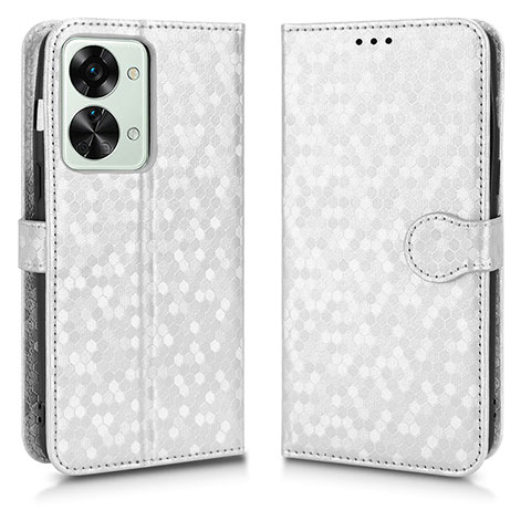 Custodia Portafoglio In Pelle Cover con Supporto C01X per OnePlus Nord 2T 5G Argento