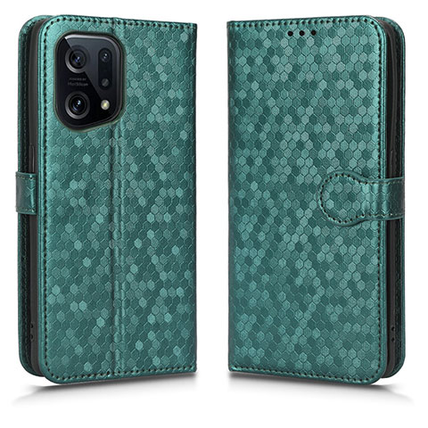 Custodia Portafoglio In Pelle Cover con Supporto C01X per Oppo Find X5 5G Verde