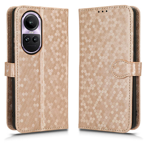 Custodia Portafoglio In Pelle Cover con Supporto C01X per Oppo Reno10 5G Oro