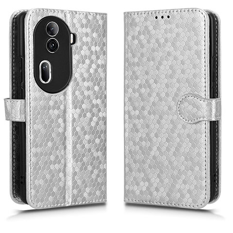 Custodia Portafoglio In Pelle Cover con Supporto C01X per Oppo Reno11 Pro 5G Argento