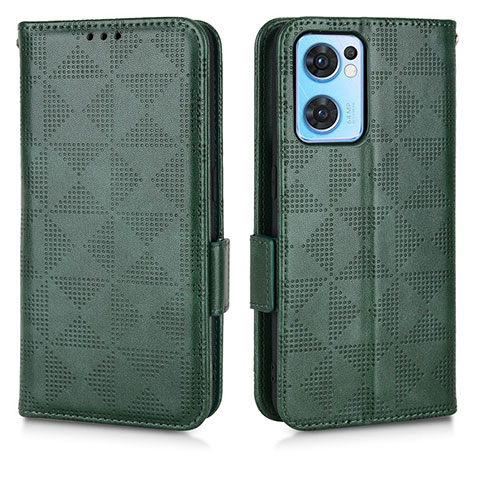 Custodia Portafoglio In Pelle Cover con Supporto C01X per Oppo Reno7 5G Verde