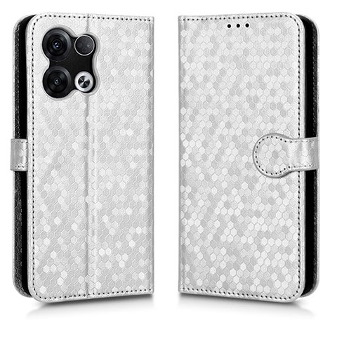 Custodia Portafoglio In Pelle Cover con Supporto C01X per Oppo Reno9 Pro+ Plus 5G Argento