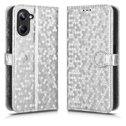 Custodia Portafoglio In Pelle Cover con Supporto C01X per Realme 10 Pro 5G Argento