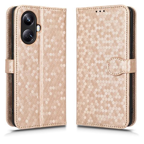 Custodia Portafoglio In Pelle Cover con Supporto C01X per Realme 10 Pro+ Plus 5G Oro