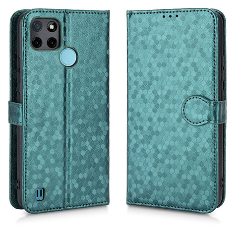 Custodia Portafoglio In Pelle Cover con Supporto C01X per Realme C25Y Verde