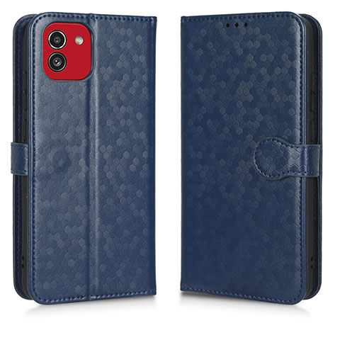 Custodia Portafoglio In Pelle Cover con Supporto C01X per Samsung Galaxy A03 Blu