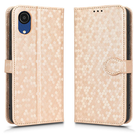 Custodia Portafoglio In Pelle Cover con Supporto C01X per Samsung Galaxy A03 Core Oro