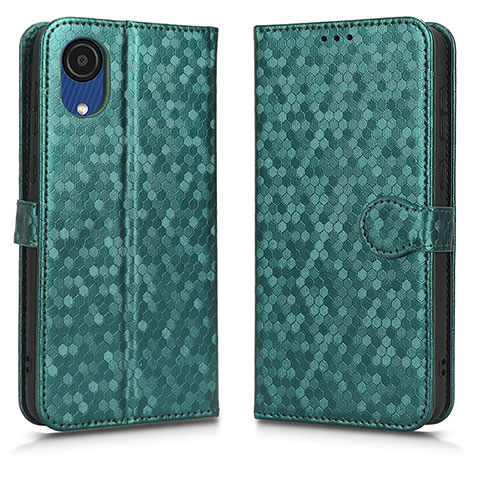 Custodia Portafoglio In Pelle Cover con Supporto C01X per Samsung Galaxy A03 Core Verde