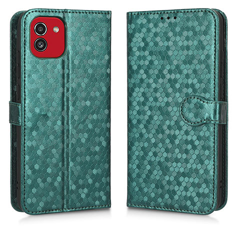 Custodia Portafoglio In Pelle Cover con Supporto C01X per Samsung Galaxy A03 Verde