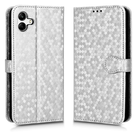 Custodia Portafoglio In Pelle Cover con Supporto C01X per Samsung Galaxy A04E Argento