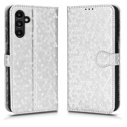 Custodia Portafoglio In Pelle Cover con Supporto C01X per Samsung Galaxy A04s Argento