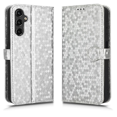 Custodia Portafoglio In Pelle Cover con Supporto C01X per Samsung Galaxy A14 4G Argento