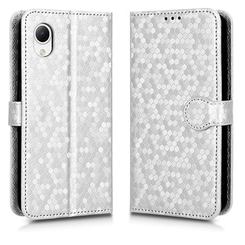 Custodia Portafoglio In Pelle Cover con Supporto C01X per Samsung Galaxy A23s Argento