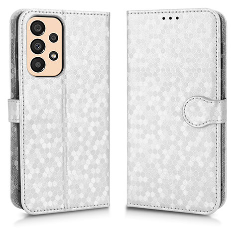 Custodia Portafoglio In Pelle Cover con Supporto C01X per Samsung Galaxy A33 5G Argento