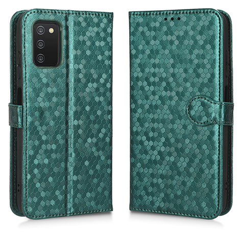 Custodia Portafoglio In Pelle Cover con Supporto C01X per Samsung Galaxy F02S SM-E025F Verde