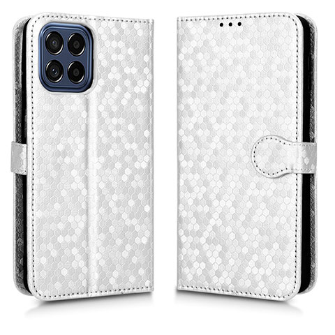 Custodia Portafoglio In Pelle Cover con Supporto C01X per Samsung Galaxy M33 5G Argento