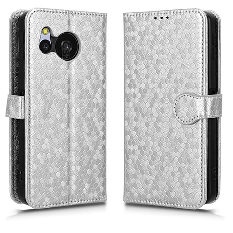 Custodia Portafoglio In Pelle Cover con Supporto C01X per Sharp Aquos Sense8 Argento